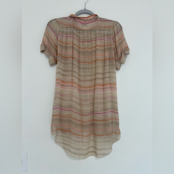 Wilfred Silk Peachy Stripe Button Up Blouse - Picture 8 of 12